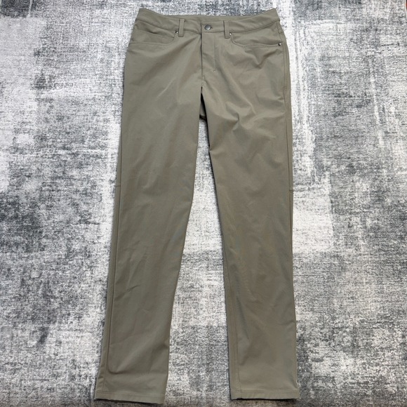 Lululemon ABC Pants Mens 32x32 Taupe Khaki Performance Chino Commute Reflective - Picture 2 of 9